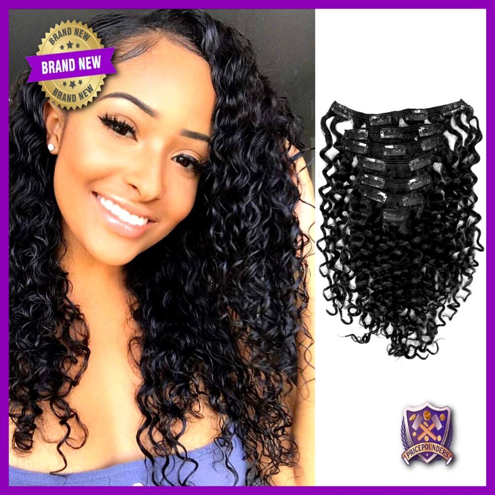 Human Hair Clip-In Extensions Natural Curly Weft Volume Length Styling